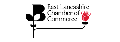 Logo of East Lancashire Chamber of Commerce with a stylized letter 'B' and roses on a white background.