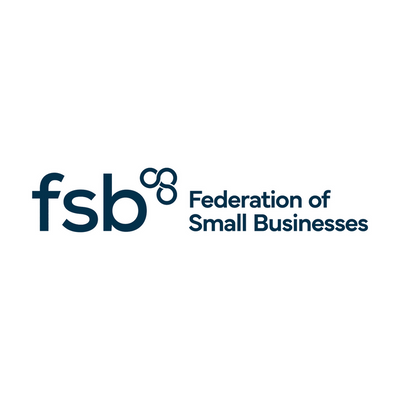 Federation of small businesses logo in blue on white background